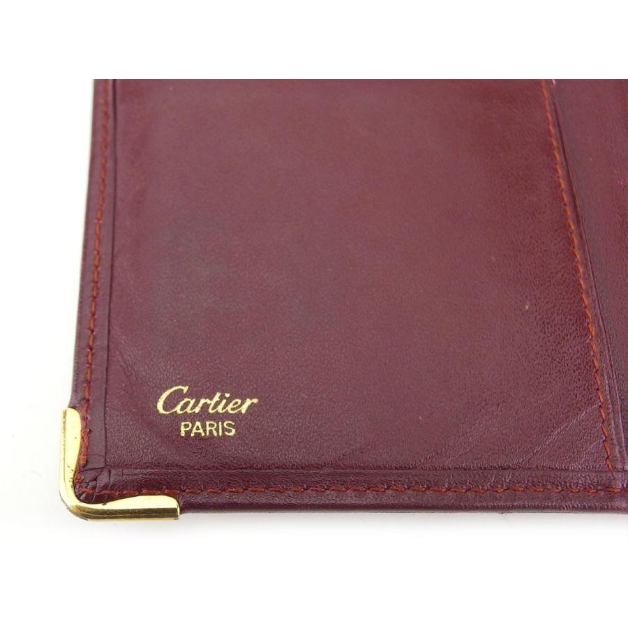 【週末タイムSALE★30％OFF】カルティエ 長札入れ 札入れ レディース メンズ マストライン ボルドー ゴールド 中古_9