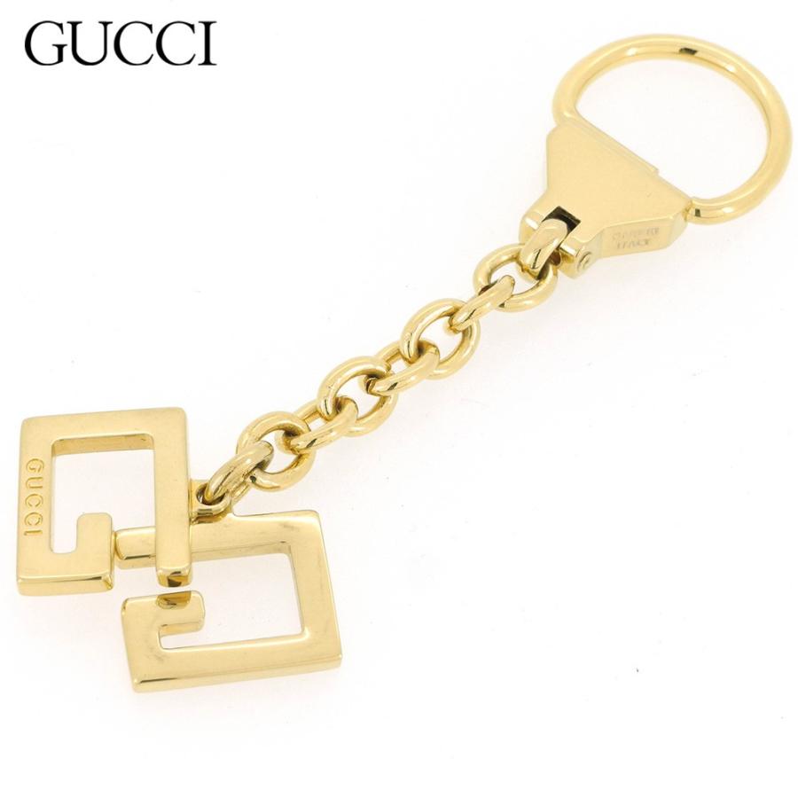 【週末タイムSALE★30％OFF】グッチ キーホルダー キーリング レディース メンズ Gマーク ゴールド 中古