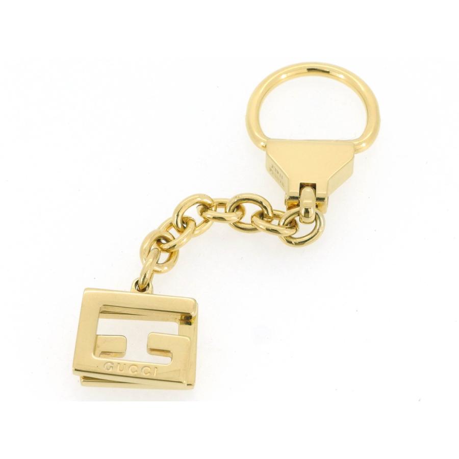 【週末タイムSALE★30％OFF】グッチ キーホルダー キーリング レディース メンズ Gマーク ゴールド 中古