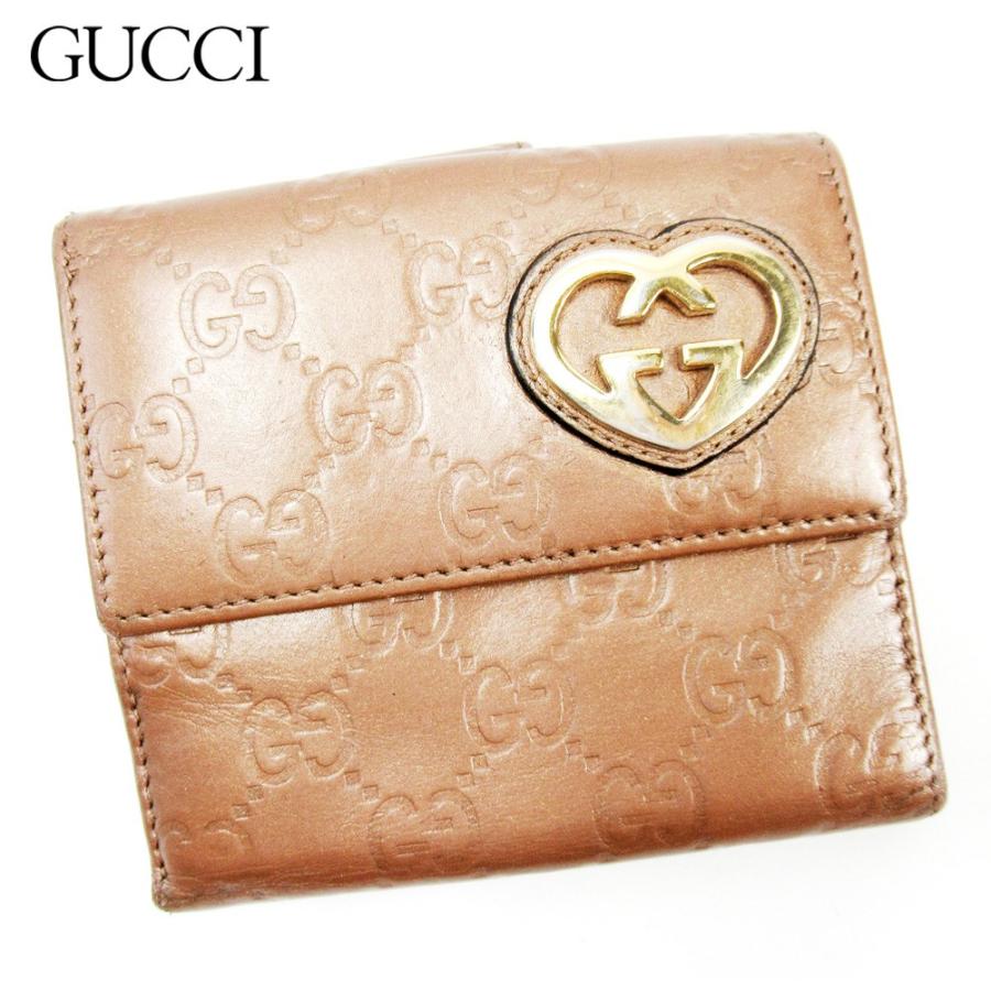 【GWタイムSALE★30％OFF】グッチ Wホック財布 二つ折り 財布 レディース グッチシマ ピンク 中古