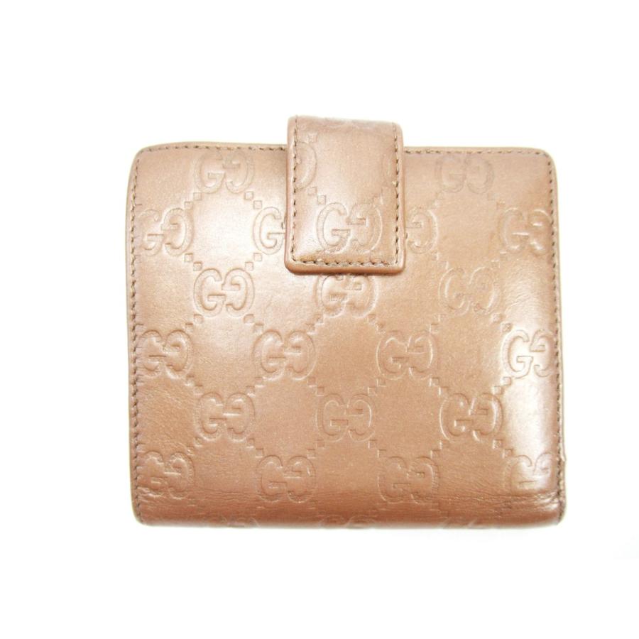 【GWタイムSALE★30％OFF】グッチ Wホック財布 二つ折り 財布 レディース グッチシマ ピンク 中古_1