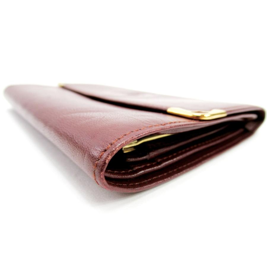 【GWタイムSALE★30％OFF】カルティエ がま口 財布 三つ折り 財布 レディース マストライン ボルドー 中古_2