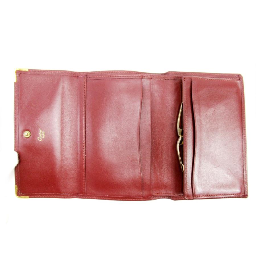 【GWタイムSALE★30％OFF】カルティエ がま口 財布 三つ折り 財布 レディース マストライン ボルドー 中古_4