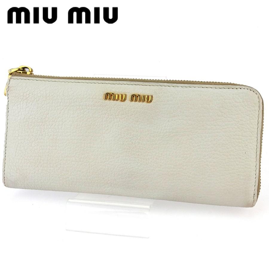 MIU MIU ホワイト 長財布 miu miu（ミュウミュウ） 【ウィンターSALE☆30%OFF】ミュウミュウ 長