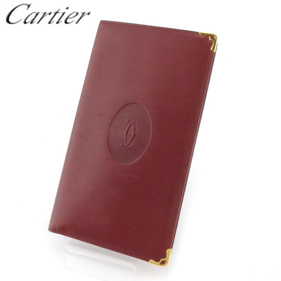 【GWタイムSALE★30％OFF】カルティエ 長札入れ 札入れ レディース メンズ マストライン ボルドー ゴールド 中古