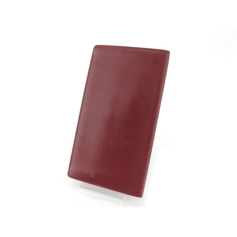 【GWタイムSALE★30％OFF】カルティエ 長札入れ 札入れ レディース メンズ マストライン ボルドー ゴールド 中古_1
