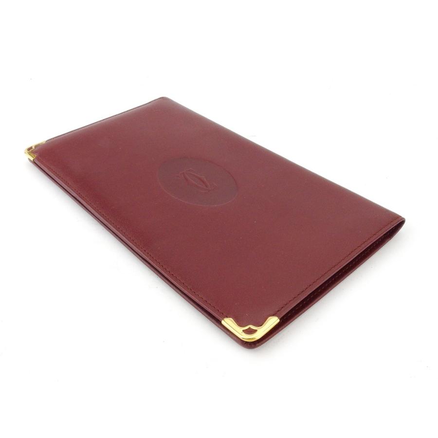 【GWタイムSALE★30％OFF】カルティエ 長札入れ 札入れ レディース メンズ マストライン ボルドー ゴールド 中古_2