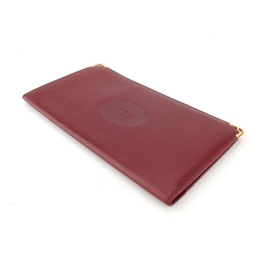 【GWタイムSALE★30％OFF】カルティエ 長札入れ 札入れ レディース メンズ マストライン ボルドー ゴールド 中古_3