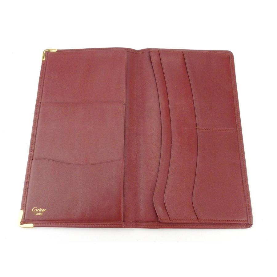 【GWタイムSALE★30％OFF】カルティエ 長札入れ 札入れ レディース メンズ マストライン ボルドー ゴールド 中古_4
