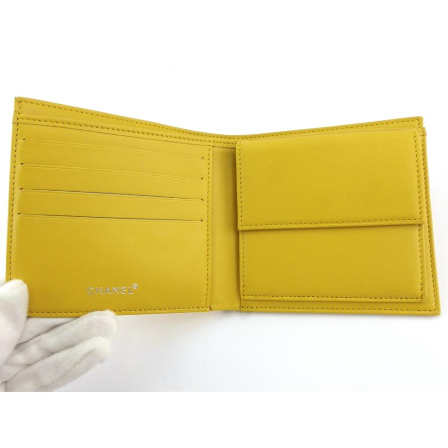 【週末タイムSALE★30％OFF】シャネル 二つ折り 財布 ミニ財布 レディース ヴィンテージ ニュートラベルライン イエロー 中古の画像