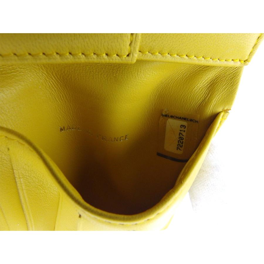 【週末タイムSALE★30％OFF】シャネル 二つ折り 財布 ミニ財布 レディース ヴィンテージ ニュートラベルライン イエロー 中古の画像