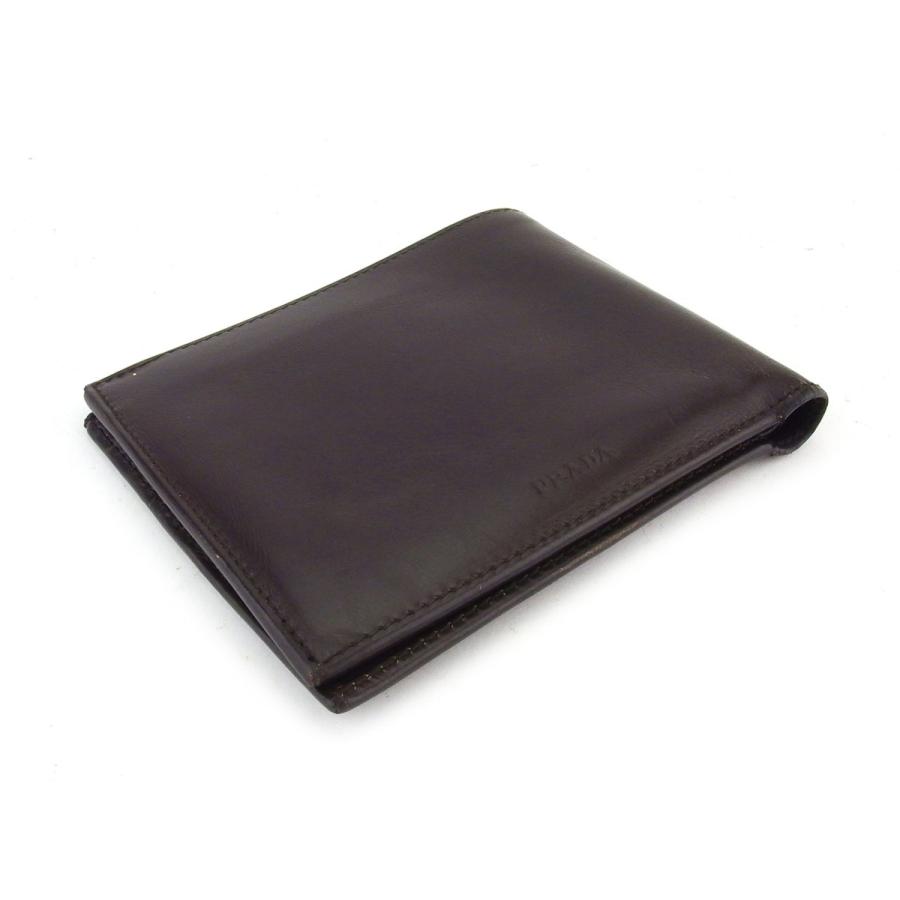 【GWタイムSALE★30％OFF】プラダ 二つ折り 札入れ ミニ財布 レディース メンズ ブラウン 中古_3