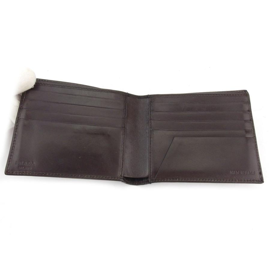 【GWタイムSALE★30％OFF】プラダ 二つ折り 札入れ ミニ財布 レディース メンズ ブラウン 中古_4