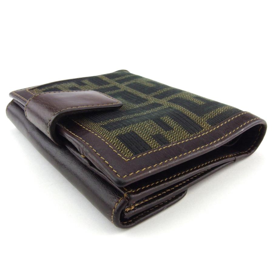 【GWタイムSALE★30％OFF】フェンディ Wホック 財布 二つ折り ミニ財布 レディース メンズ ズッカ ブラウン ブラック ベージュ 中古_3