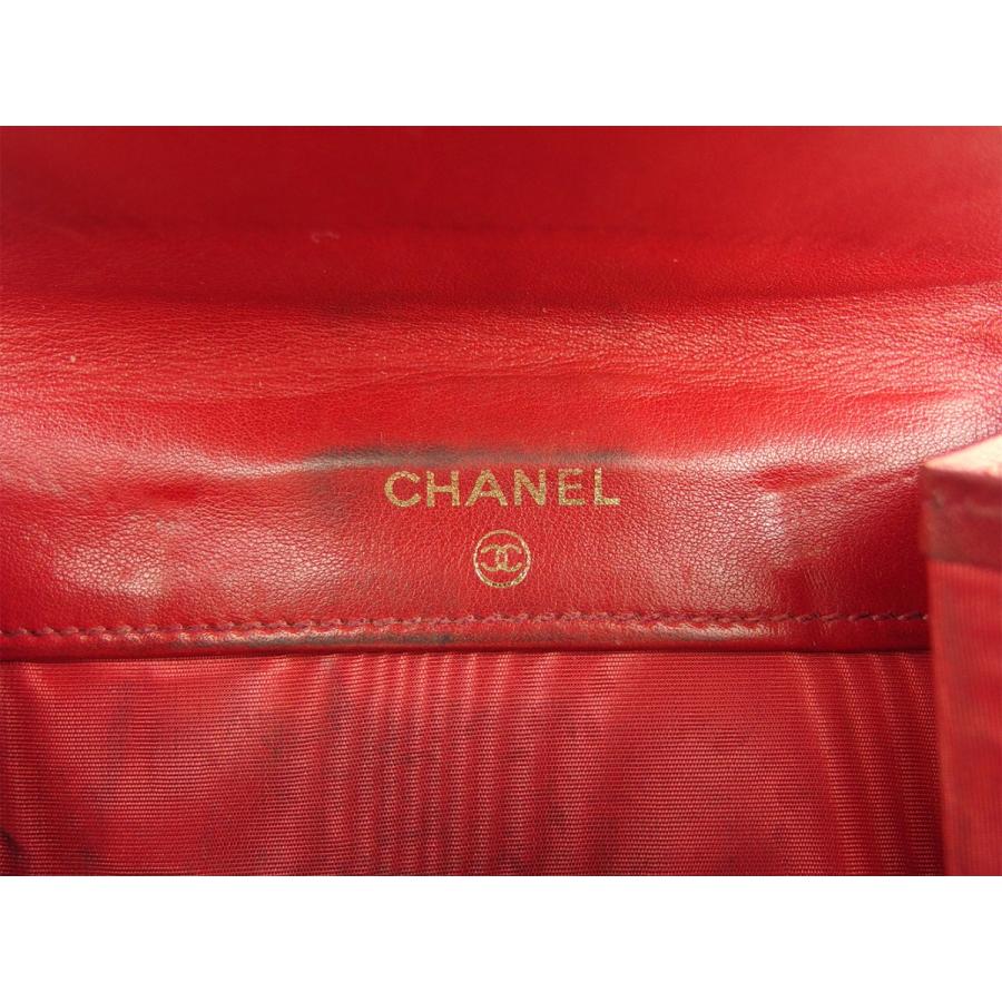 CHANEL 二つ折り財布 ココマーク　レザー　ボタン開閉　レッド 中古・古着通販】CHANEL (シャネル) ココマーク2つ折り財布 レッド