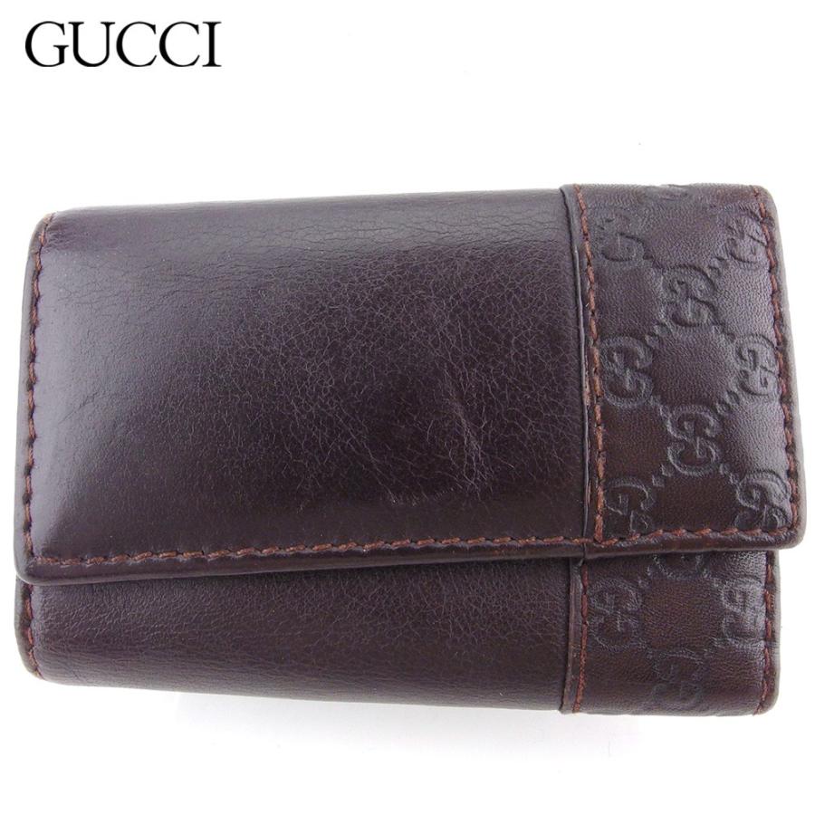 【週末タイムセール★30％OFF】グッチ キーケース 6連キーケース レディース メンズ グッチシマ ブラウン シルバー 中古