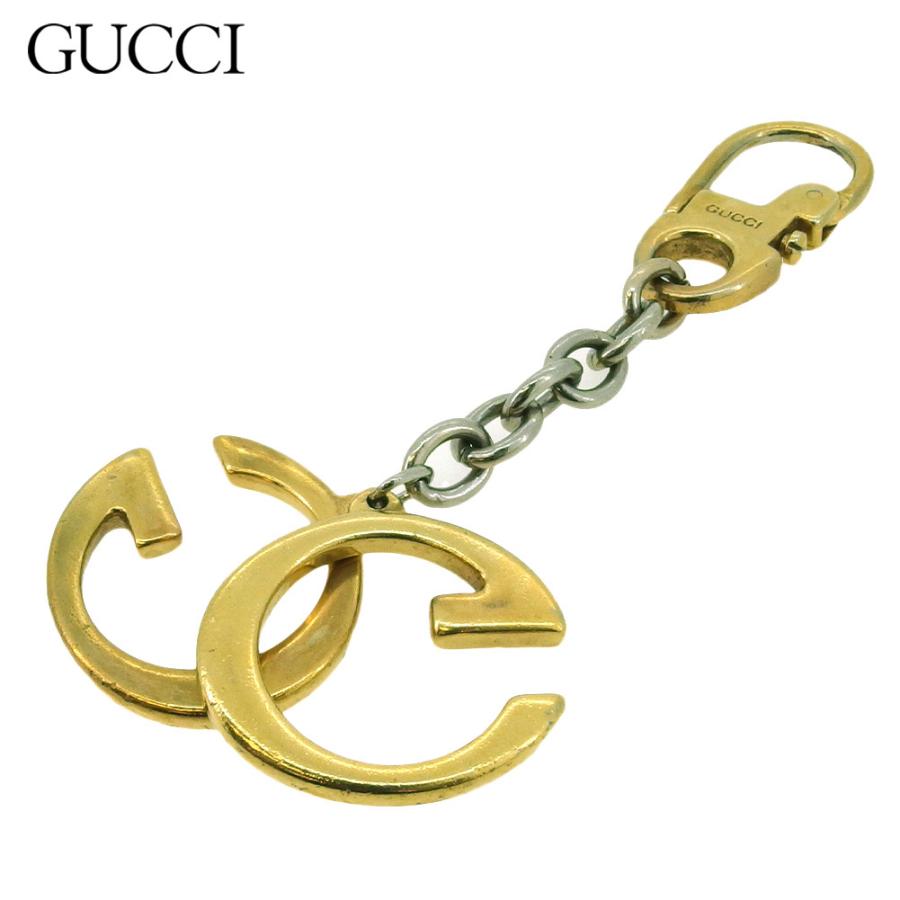 【週末タイムSALE★30％OFF】グッチ キーホルダー キーリング チャーム レディース メンズ ダブルG ゴールド シルバー 中古