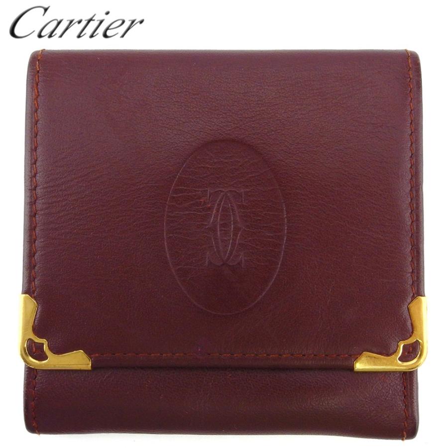 【週末タイムSALE★30％OFF】カルティエ コインケース 小銭入れ レディース メンズ マストライン ボルドー ゴールド 中古