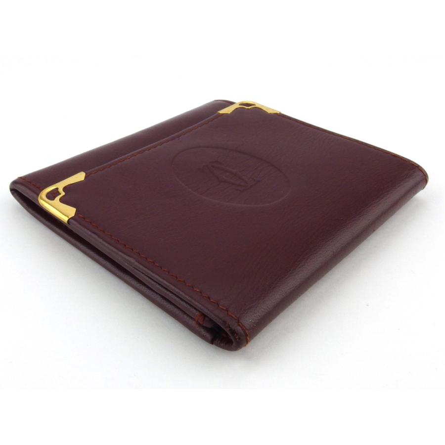 【週末タイムSALE★30％OFF】カルティエ コインケース 小銭入れ レディース メンズ マストライン ボルドー ゴールド 中古_2
