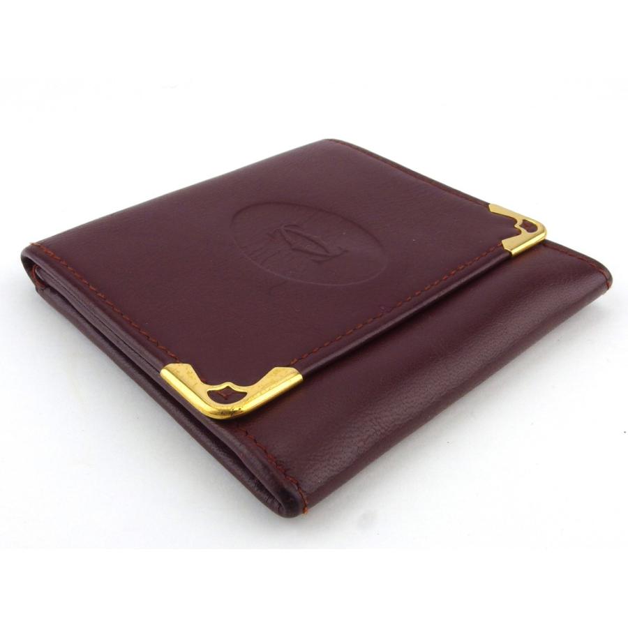 【週末タイムSALE★30％OFF】カルティエ コインケース 小銭入れ レディース メンズ マストライン ボルドー ゴールド 中古_3