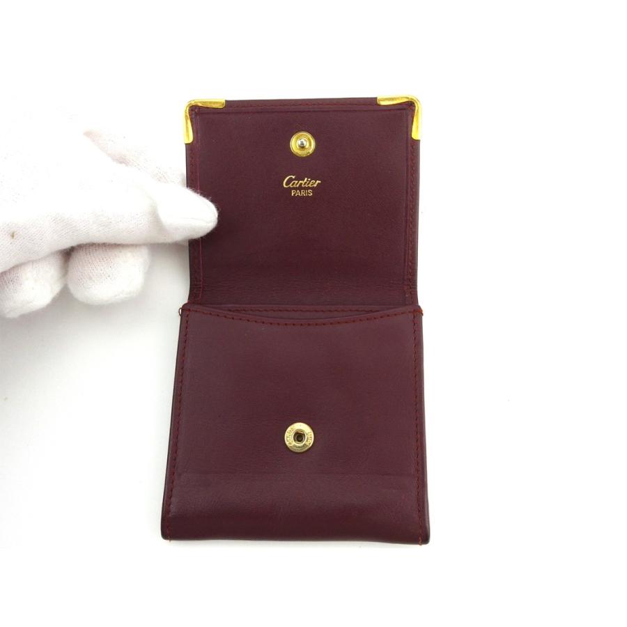 【週末タイムSALE★30％OFF】カルティエ コインケース 小銭入れ レディース メンズ マストライン ボルドー ゴールド 中古_4
