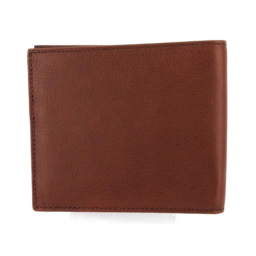 【GWタイムSALE★30％OFF】サルヴァトーレ フェラガモ 二つ折り 札入れ ミニ札入れ メンズ ロゴプレート ブラウン シルバー ゴールド 中古_1