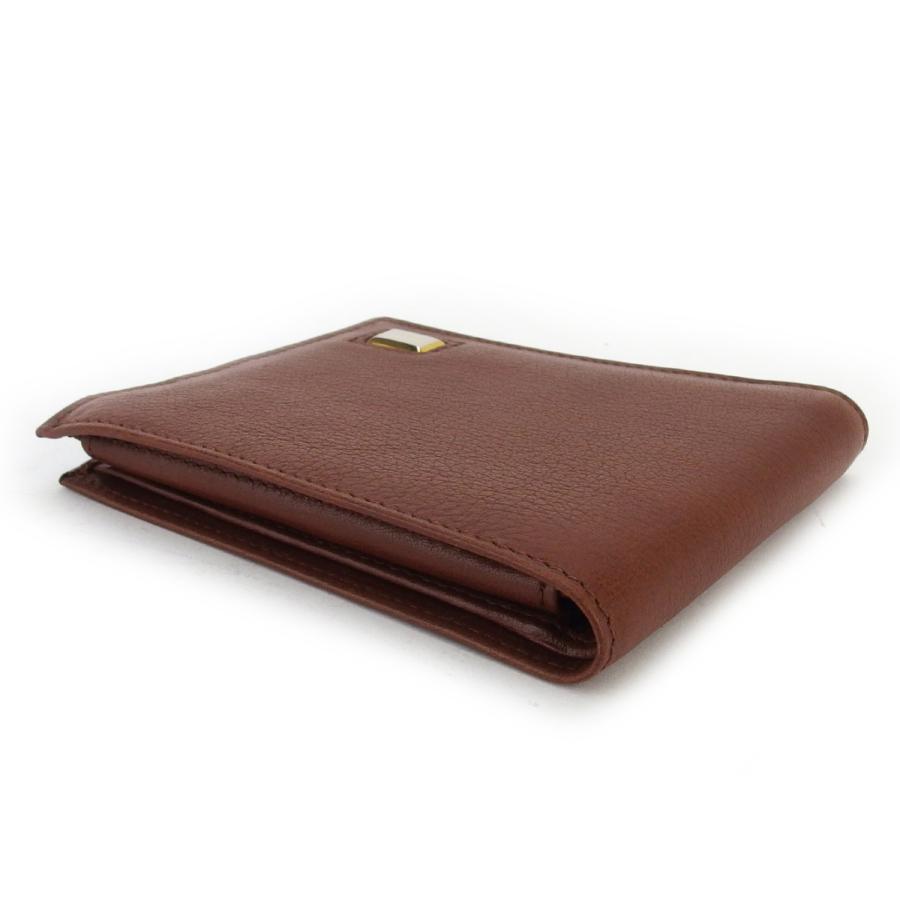 【GWタイムSALE★30％OFF】サルヴァトーレ フェラガモ 二つ折り 札入れ ミニ札入れ メンズ ロゴプレート ブラウン シルバー ゴールド 中古_3