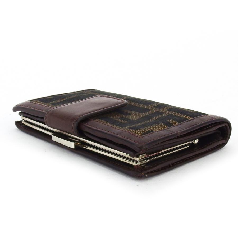 【週末タイムSALE★30％OFF】フェンディ がま口 財布 二つ折り ミニ財布 レディース メンズ ズッカ ブラウン ブラック ベージュ シルバー 中古_2