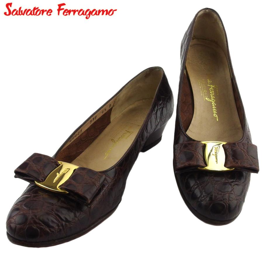 人気商品再入荷 サルヴァトーレ フェラガモ パンプス シューズ 靴 レディース 6ハーフb クロコ調 ヴァラリボン Salvatore Ferragamo 中古 値下げ Www Skylanceronline Com