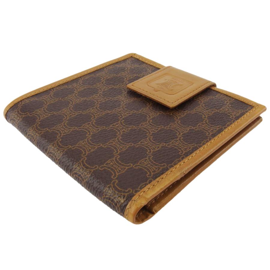 【週末値引き！】マカダム柄 セリーヌ二つ折り財布 新品未使用 ベージュ×ブラウン CELINE（セリーヌ） マカダム柄 二つ折り財布 ブラウン系 レディース