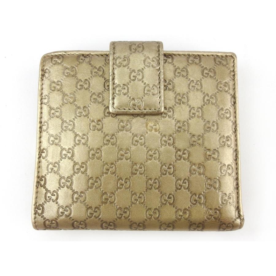 【週末タイムSALE★30％OFF】グッチ Wホック 財布 二つ折り ミニ財布 レディース グッチシマ ゴールド 中古_1
