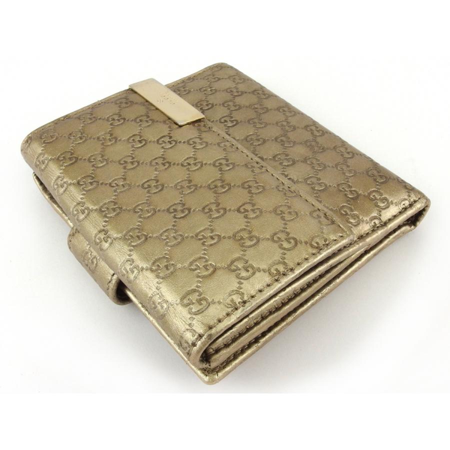 【週末タイムSALE★30％OFF】グッチ Wホック 財布 二つ折り ミニ財布 レディース グッチシマ ゴールド 中古_2