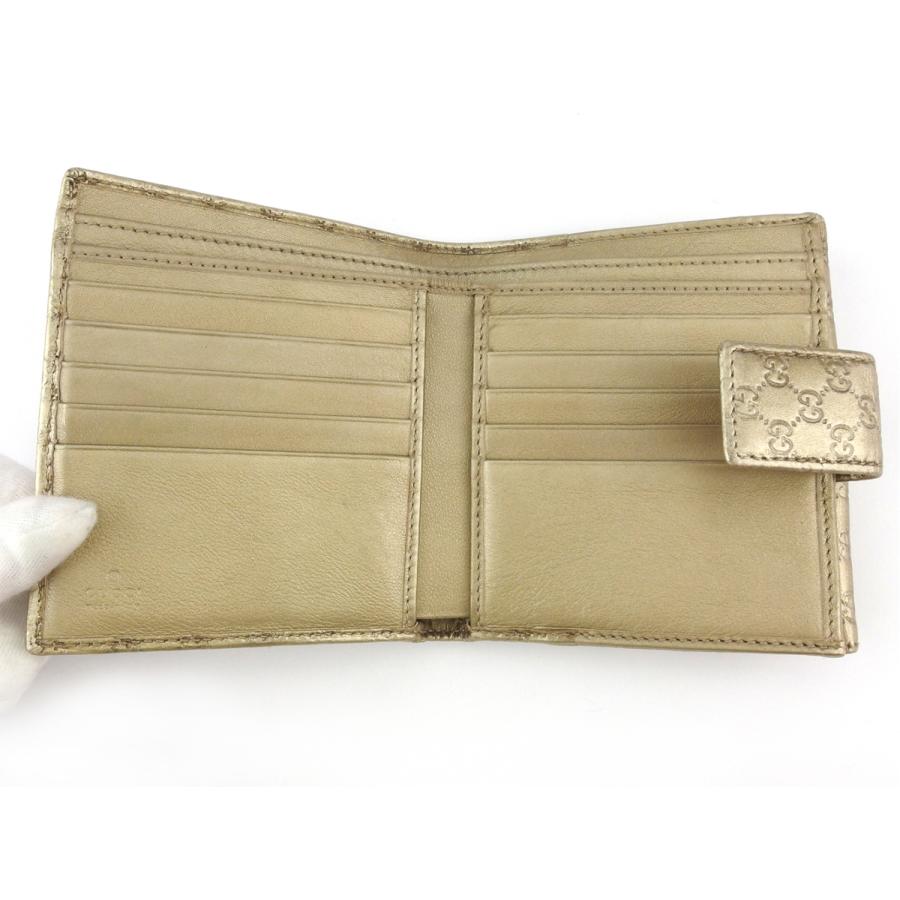 【週末タイムSALE★30％OFF】グッチ Wホック 財布 二つ折り ミニ財布 レディース グッチシマ ゴールド 中古_4