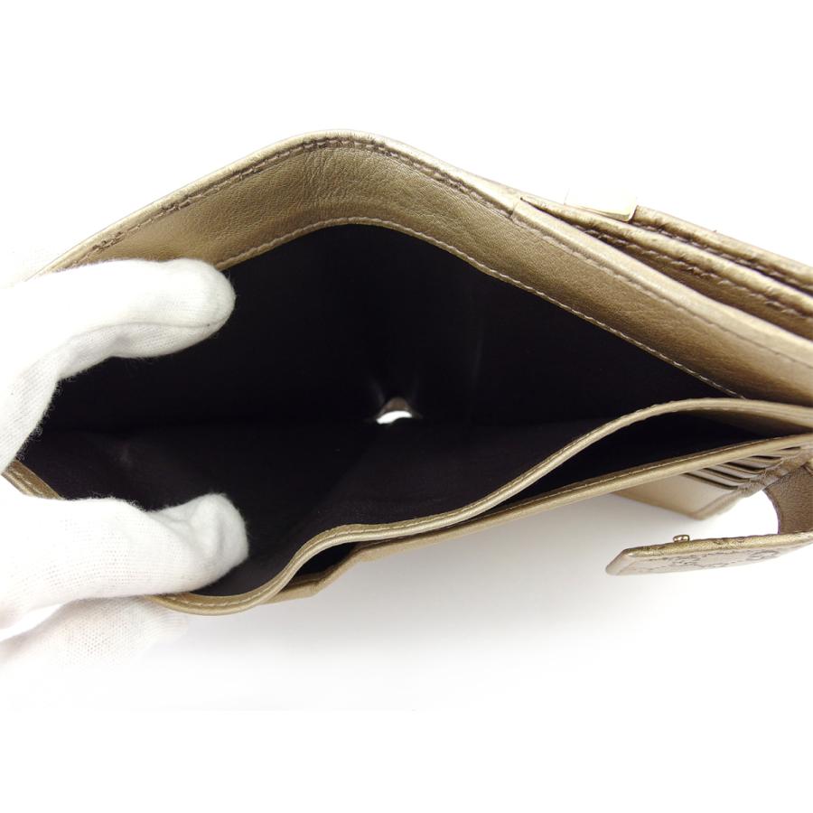 【週末タイムSALE★30％OFF】グッチ Wホック 財布 二つ折り ミニ財布 レディース グッチシマ ゴールド 中古_6
