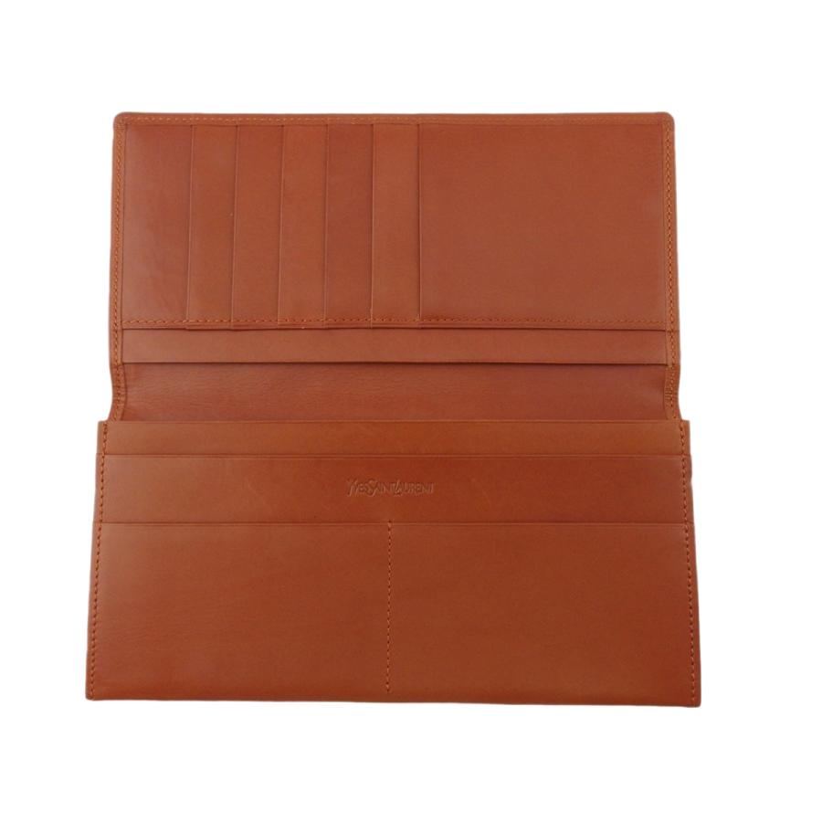 【GWタイムSALE★30％OFF】サンローラン 長札入れ 札入れ レディース メンズ YSLロゴ ブラウン 中古_4