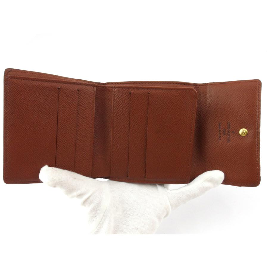 【週末タイムSALE★30％OFF】ルイ ヴィトン Wホック 財布 三つ折り ミニ財布 レディース メンズ ポルトモネビエカルトクレディ モノグラム 中古