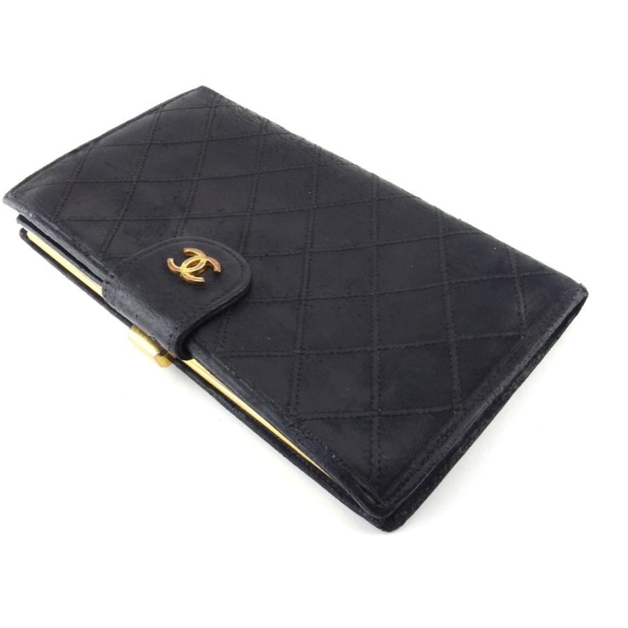 長財布 シャネル がま口 財布 レディース ブラック ゴールド ココ