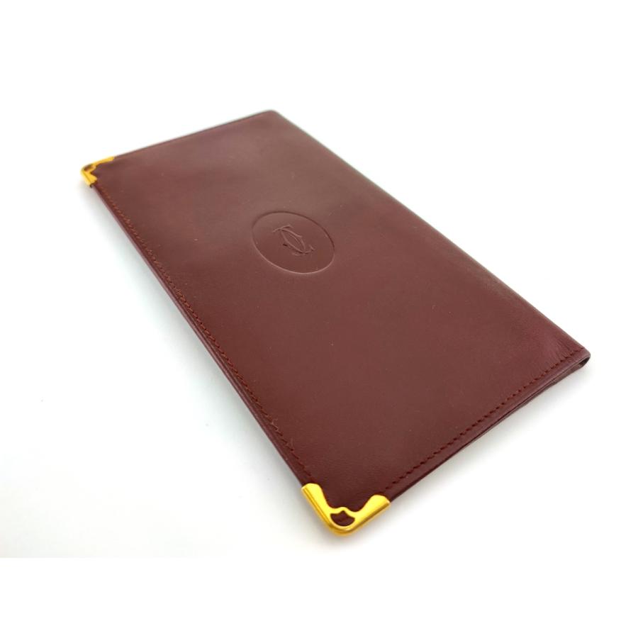 【週末タイムSALE★30％OFF】カルティエ 長札入れ 札入れ レディース メンズ マストライン ボルドー ゴールド 中古_2