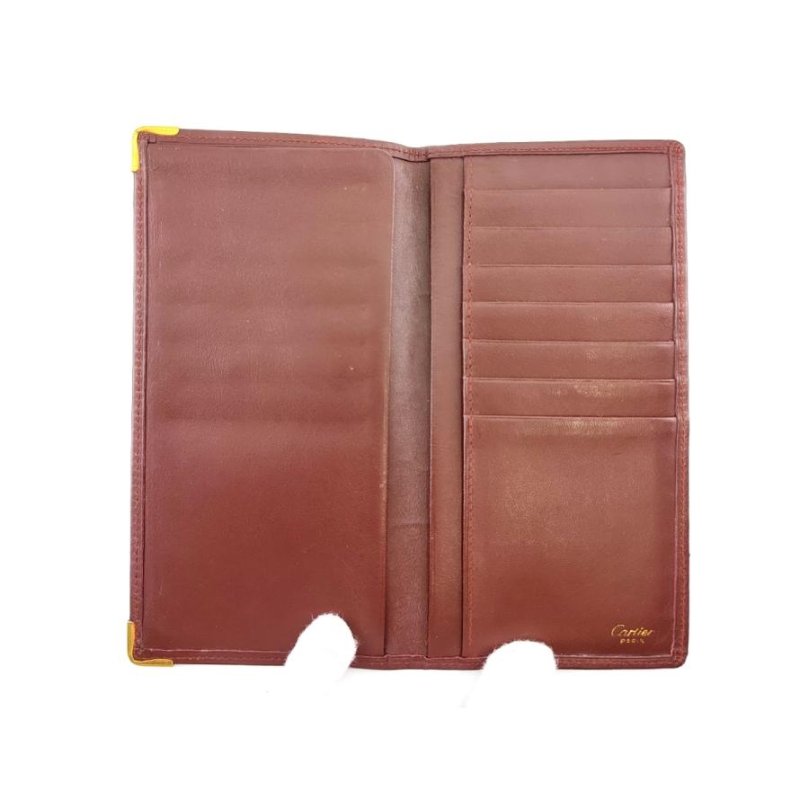 【週末タイムSALE★30％OFF】カルティエ 長札入れ 札入れ レディース メンズ マストライン ボルドー ゴールド 中古_3