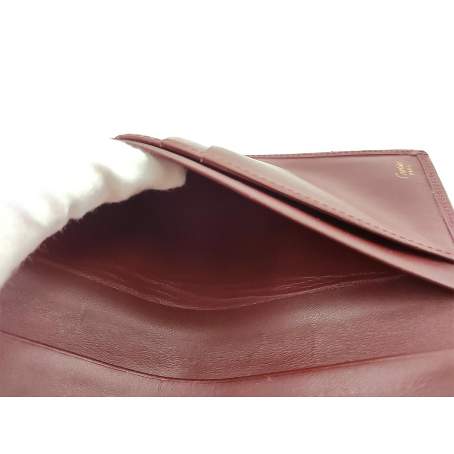 【週末タイムSALE★30％OFF】カルティエ 長札入れ 札入れ レディース メンズ マストライン ボルドー ゴールド 中古_5