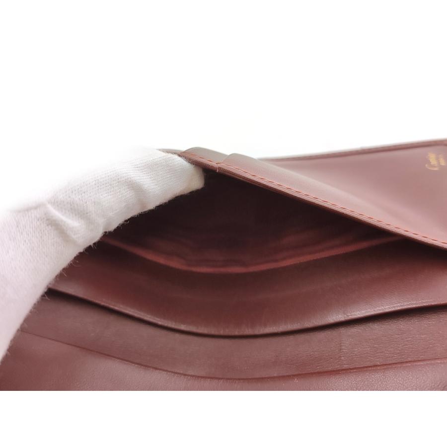 【週末タイムSALE★30％OFF】カルティエ 長札入れ 札入れ レディース メンズ マストライン ボルドー ゴールド 中古_6