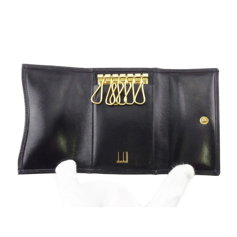 【週末タイムSALE★30％OFF】ダンヒル キーケース 6連キーケース メンズ ロングテールロゴ ブラック ゴールド 中古_4