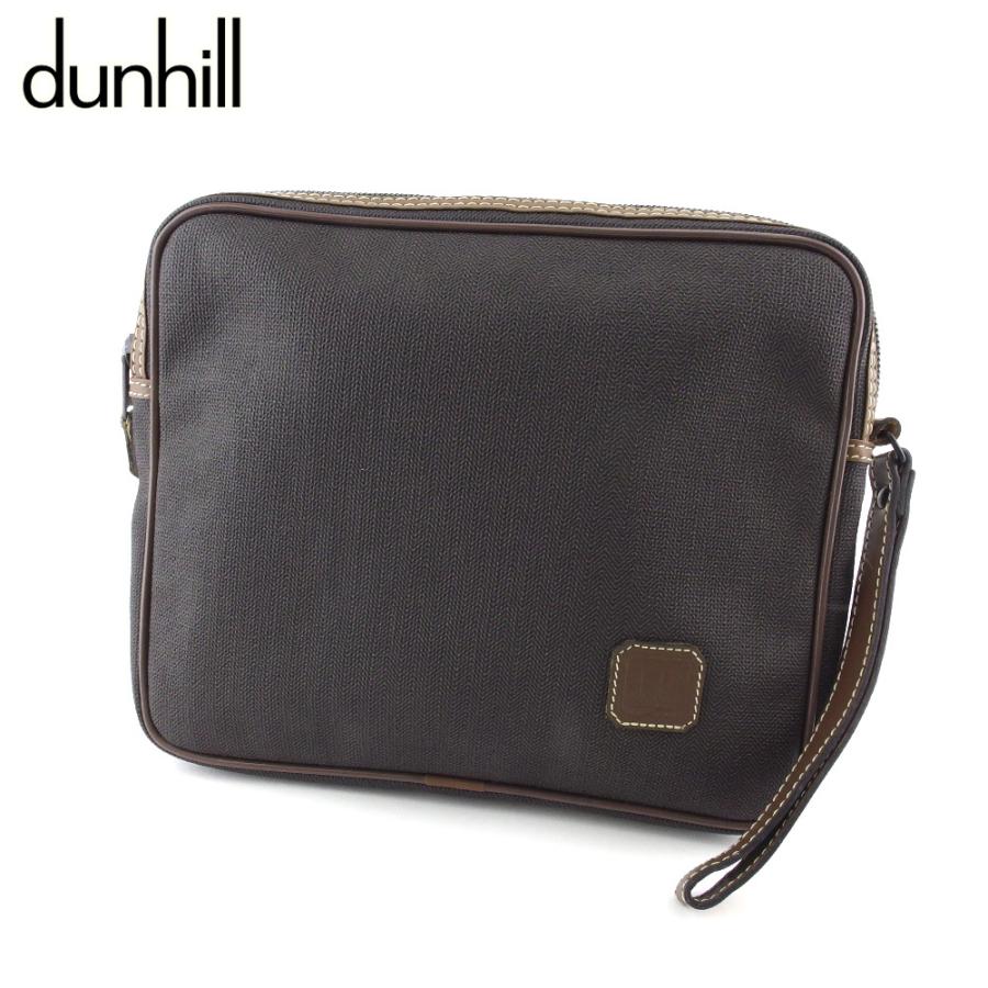 【BIGお買い物ラリー★30%OFFセール中】ダンヒル Dunhill クラッチバッグヘリンボーン グレー 灰色 ブラウン ゴールド 中古 dunhill（ダンヒル） 【年末ラストセール☆30%OFF】ダンヒル クラッチ