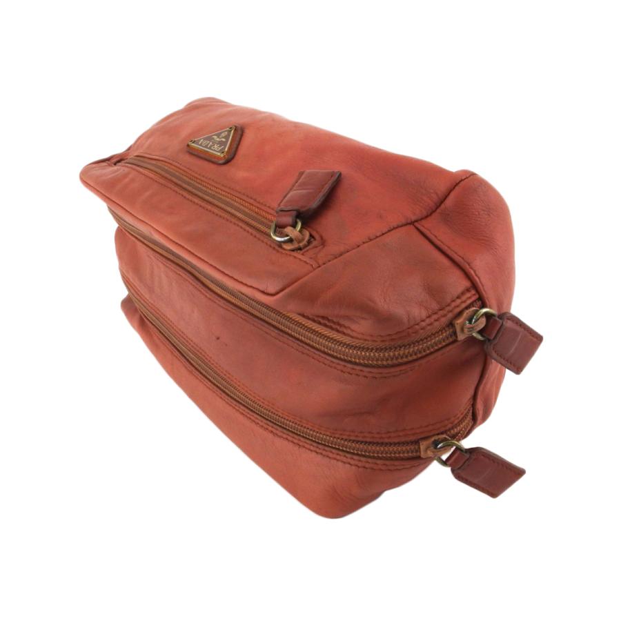 【週末タイムSALE★30％OFF】プラダ クラッチバッグ セカンドバッグ バッグ レディース メンズ トライアングルロゴ ブラウン ゴールド 中古
