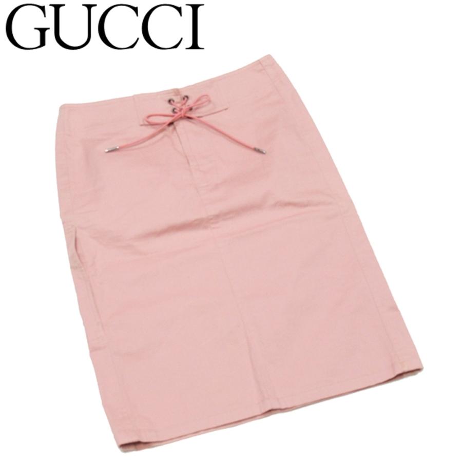【週末タイムSALE★30％OFF】グッチ スカート ウエストレースアップ ボトムス レディース ♯38サイズ タイト ピンク 中古