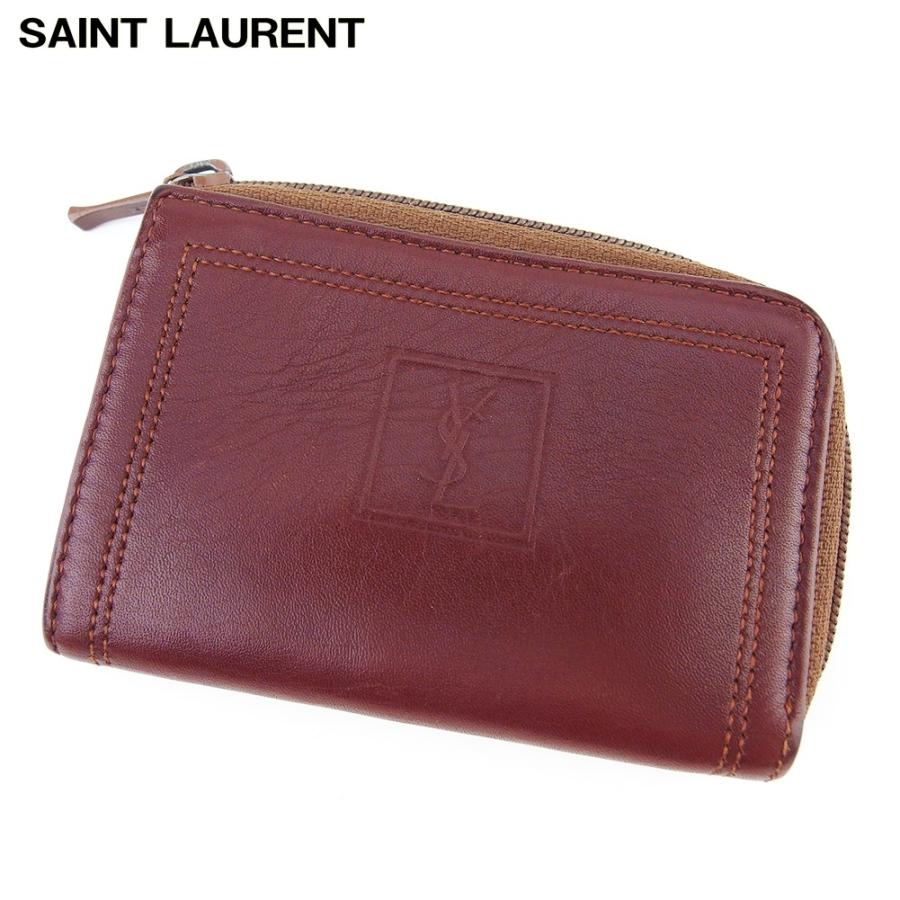 【GWタイムSALE★30％OFF】サンローラン コインケース メンズ可 ブラウン 中古
