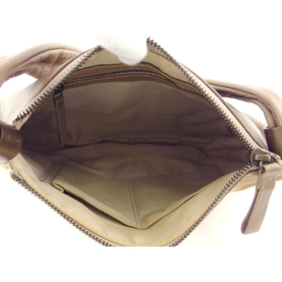 【週末タイムSALE★30％OFF】クロエ ショルダーバッグ ワンショルダー バッグ レディース ロゴプレート ベージュ ゴールド 中古