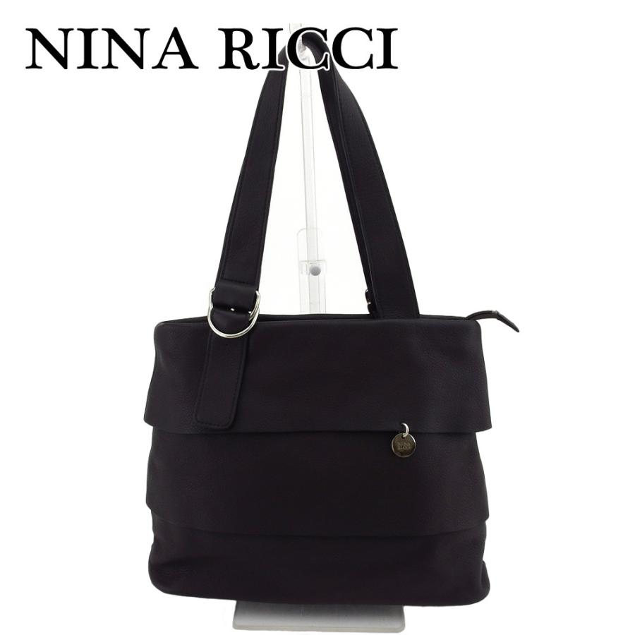 【爆買WEEK★30%OFF】ニナ リッチ トートバッグ トート ショルダー バッグ レディース ロゴチャーム付き ティアード ブラウン シルバー 中古
