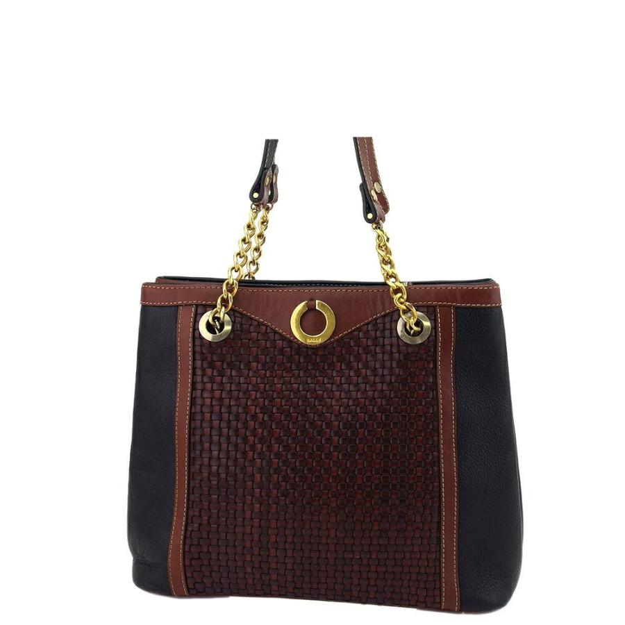 【BIGお買い物ラリー★30%OFFセール中】バリー BALLY ショルダーバッグ編み込み ロゴリング ブラウン ブラック ゴールド レディース 中古 Bally（バリー） 【新春セール☆30%OFFクーポン】バリー ショルダー