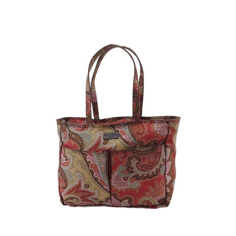 【BIGお買い物ラリー★30%OFFセール中】エトロ ETRO トートバッグペイズリー レッド ベージュ ブラウン系 レディース 中古 ETRO（エトロ） 【年末ラストセール☆30%OFF】エトロ トートバッグ
